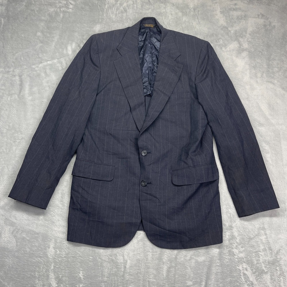 Mens Blazer Jacket M Navy Pinstripe Notch Lapel Single Breasted‎ Oxford USA Made